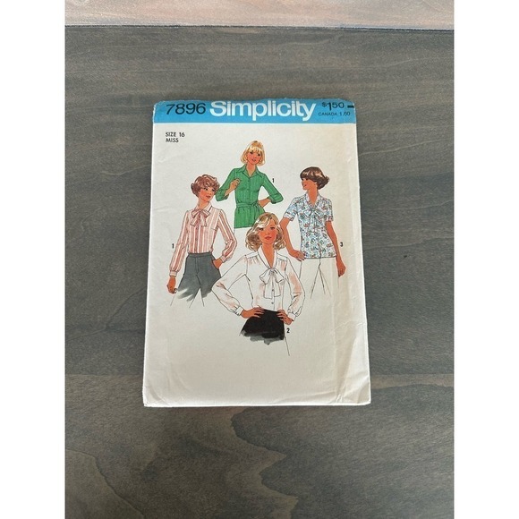 Simplicity Vintage Uncut Misses Blouses Size 16 Pattern No 7896 - Picture 1 of 7